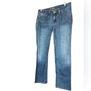 Hudson Jeans size 31 GUC Blue Straight-Leg Denim with Faded Details